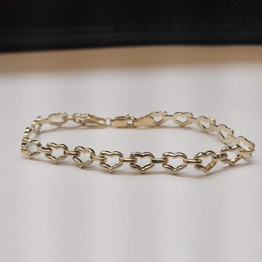 PULSERA ESPECIAL CON CORAZONES 14K 18 CM 4.4 GR (NUEVO)