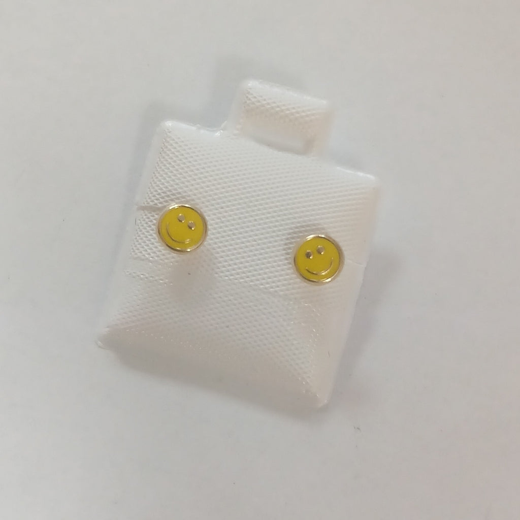 BROQUELES BROQUEL FIG SONRISA ESMALTE AMARILLO 14K 0.2074 GR (NUEVO)