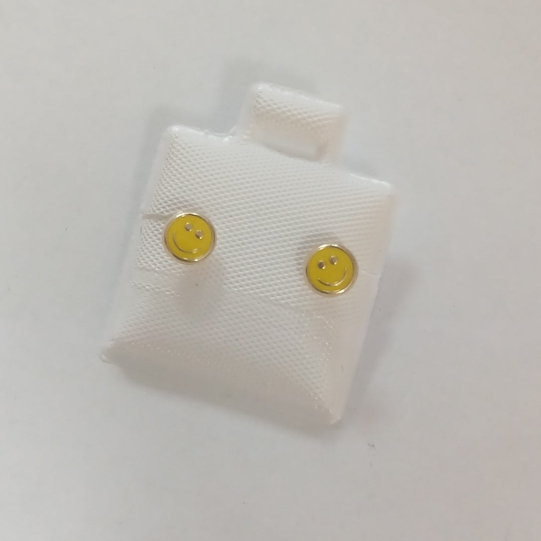 BROQUELES BROQUEL FIG SONRISA ESMALTE AMARILLO 14K 0.2074 GR (NUEVO)