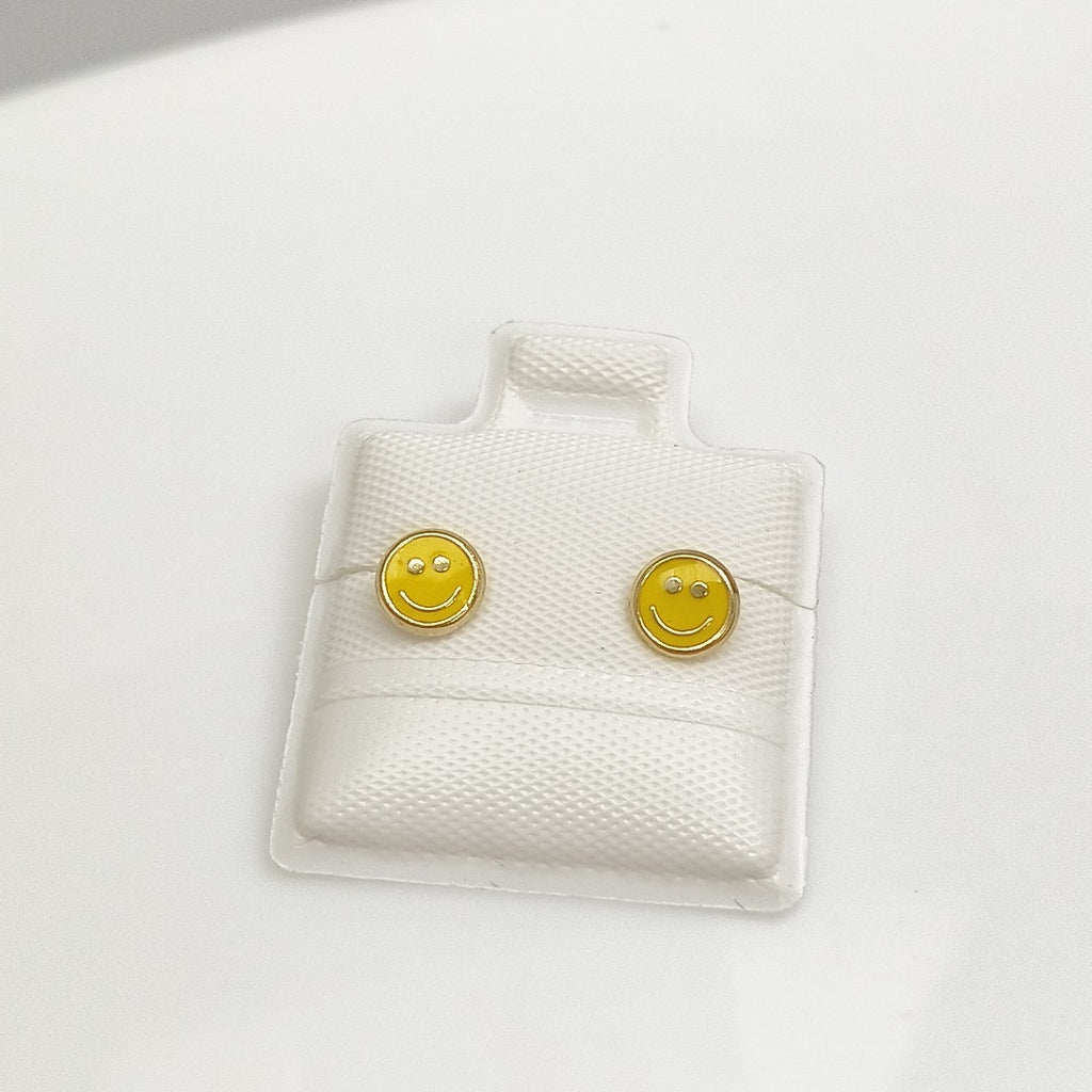 BROQUELES BROQUEL FIG SONRISA ESMALTE AMARILLO 14K 0.2074 GR (NUEVO)