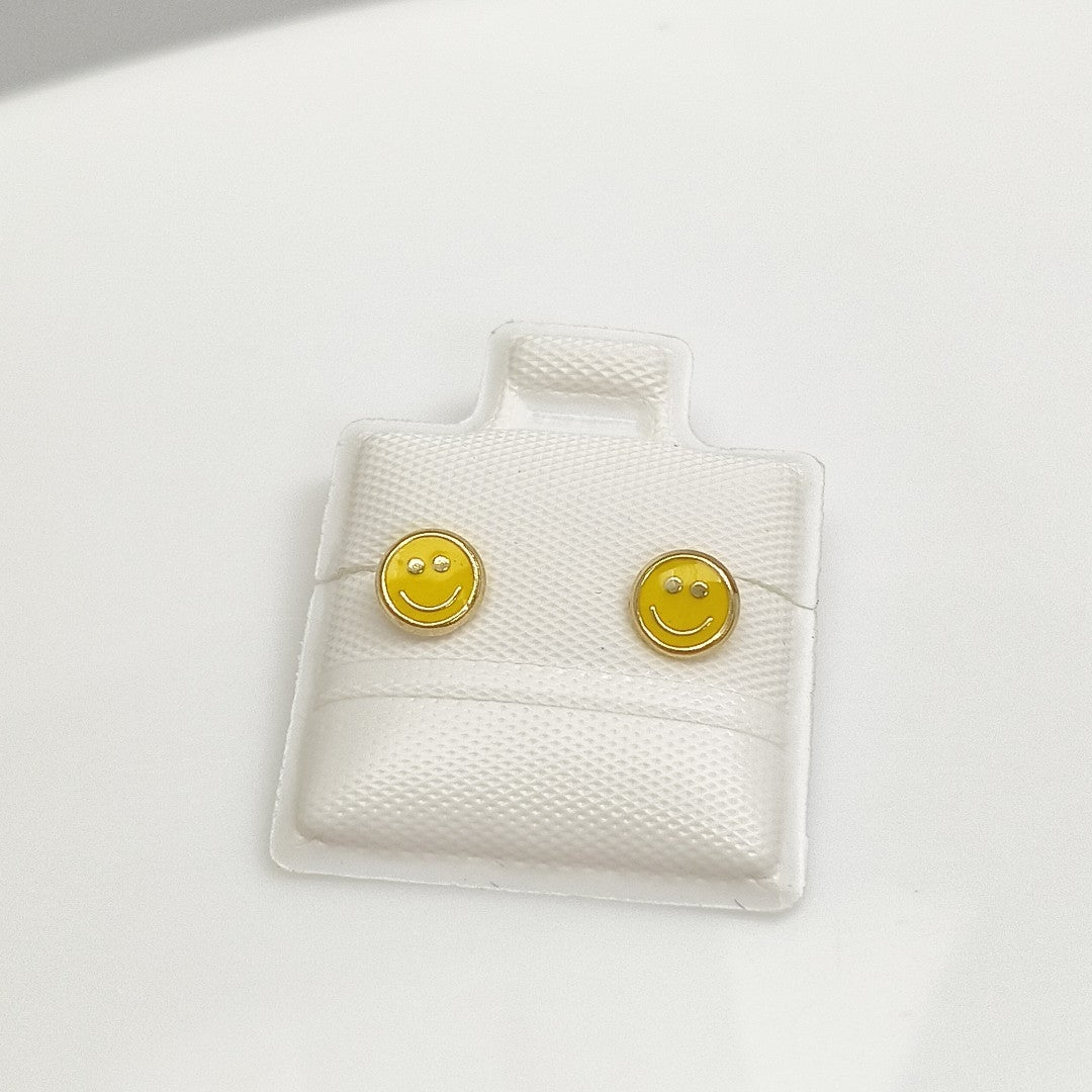 BROQUELES BROQUEL FIG SONRISA ESMALTE AMARILLO 14K 0.2074 GR (NUEVO)