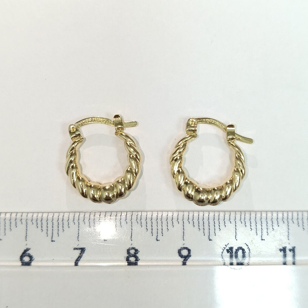ARETES ARRACADAS TZL HUECAS 14K 1.5 GR (NUEVO)