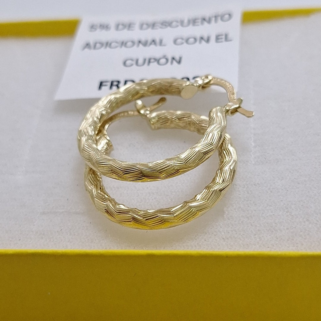 ARETES TEJIDO ARRACADA LABRADA 14K 2.7 GR (NUEVO)