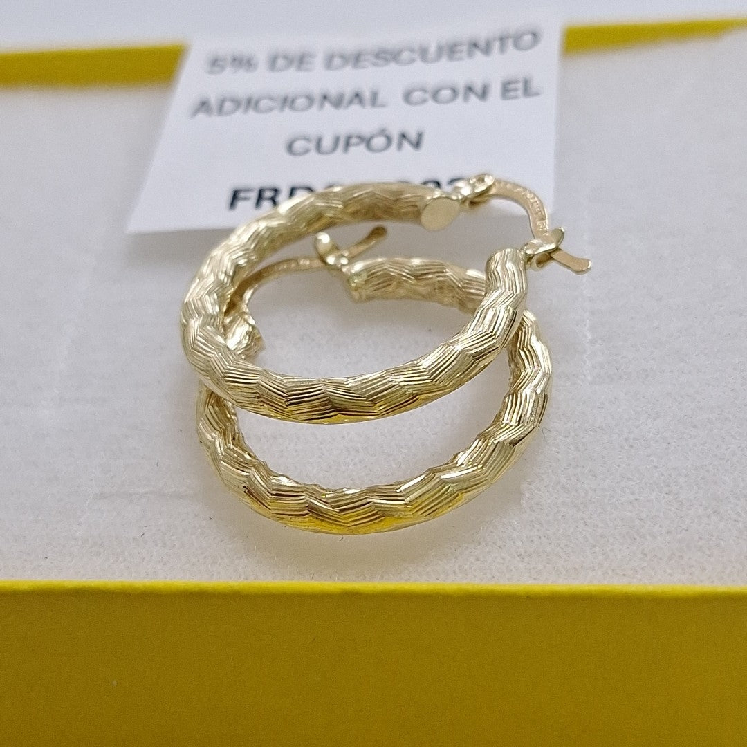 ARETES TEJIDO ARRACADA LABRADA 14K 2.7 GR (NUEVO)