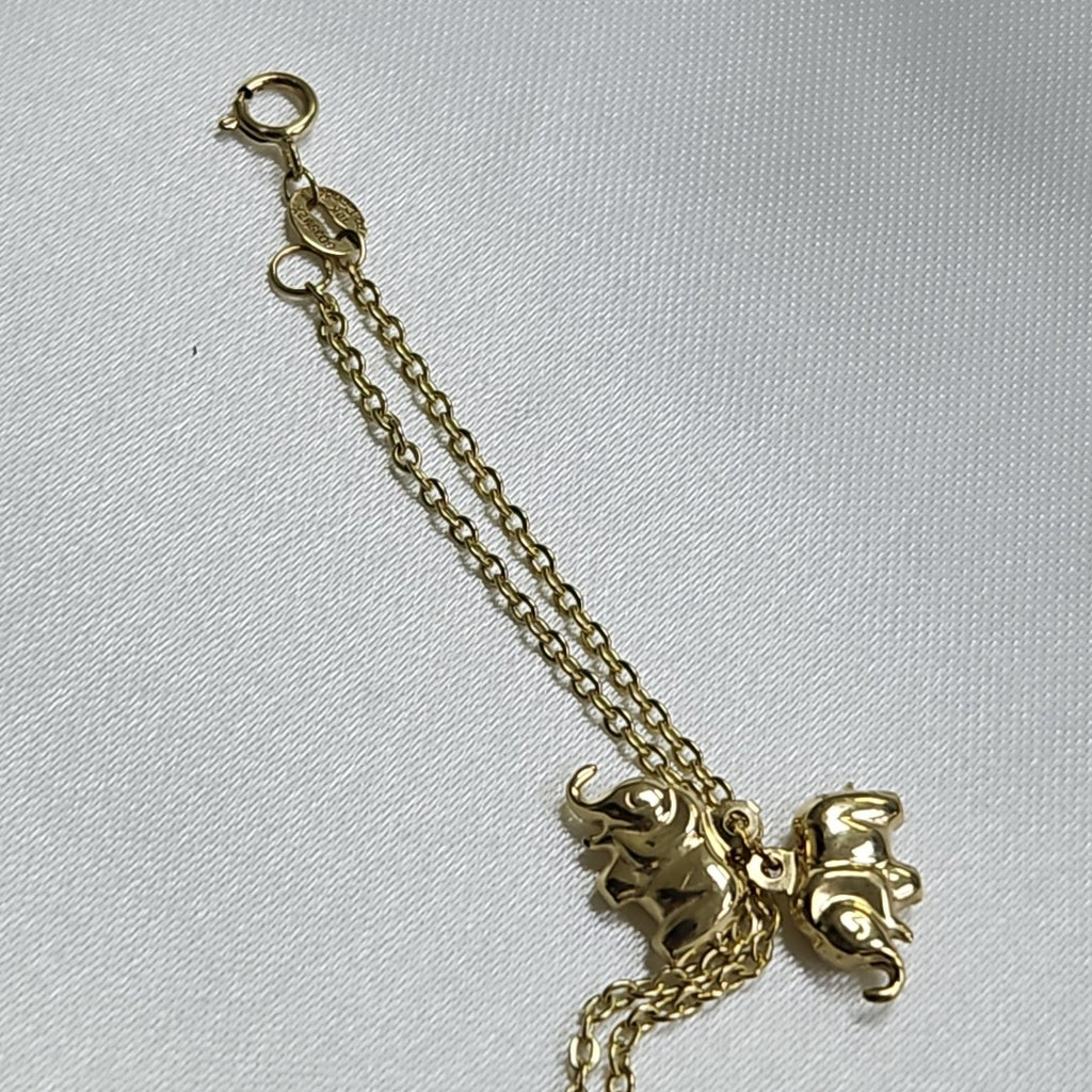 PULSERA ESPECIAL CON DIJES ELEFANTES 10K 18 CM 2.2 GR (NUEVO)