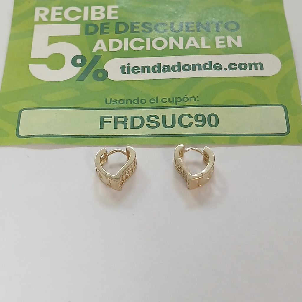 ARETES ARRACADAS CORAZON C CIRCONIAS 14K 2.1 GR (NUEVO)