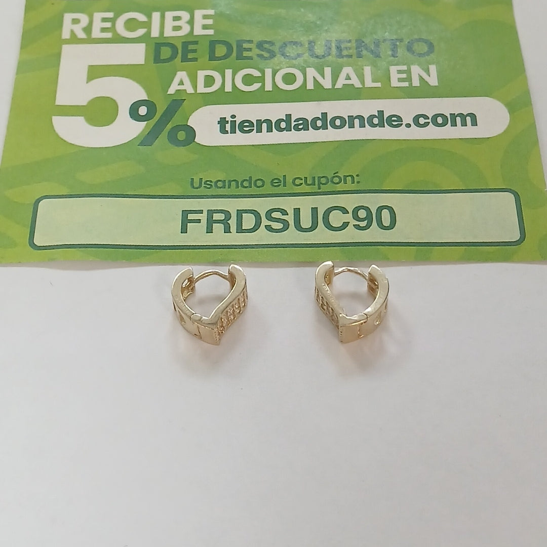 ARETES ARRACADAS CORAZON C CIRCONIAS 14K 2.1 GR (NUEVO)
