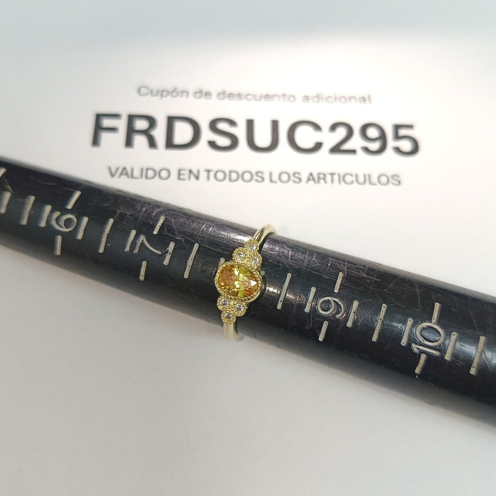 ANILLOS CIRCONIAS Y PIEDRA DE COLOR 14K TALLA 8 2 GR (NUEVO)