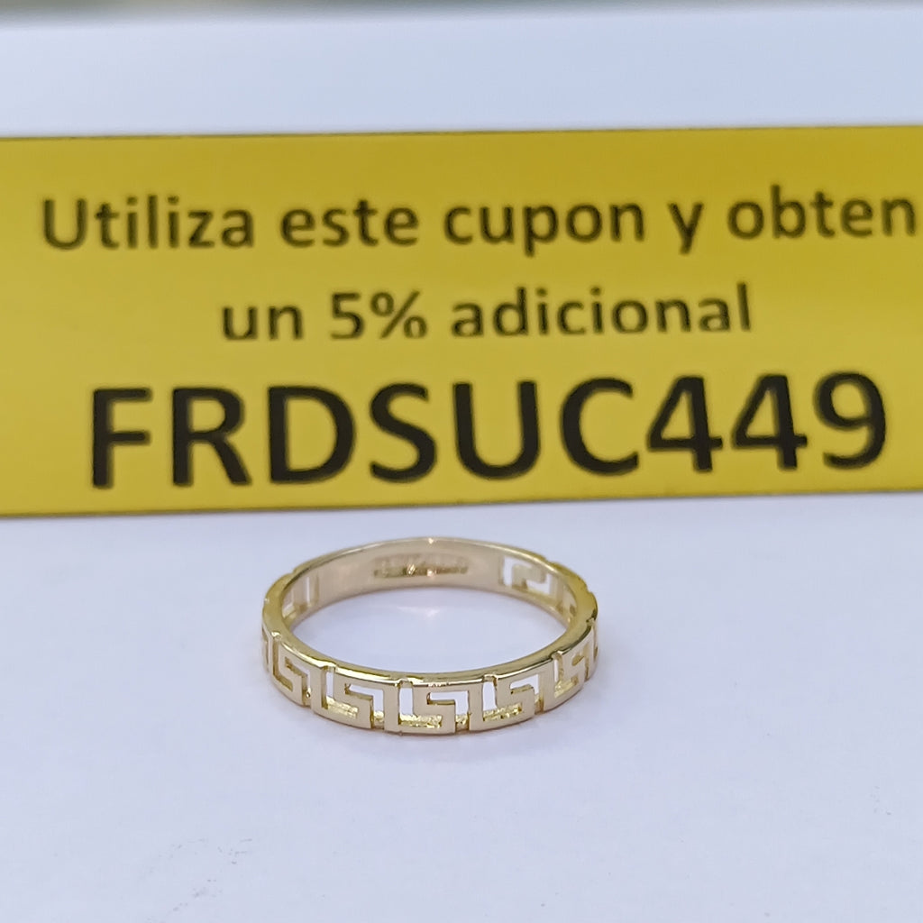 ANILLO ARGOLLA C GRECAS 14K 7 TALLA 1.5 GR (NUEVO)