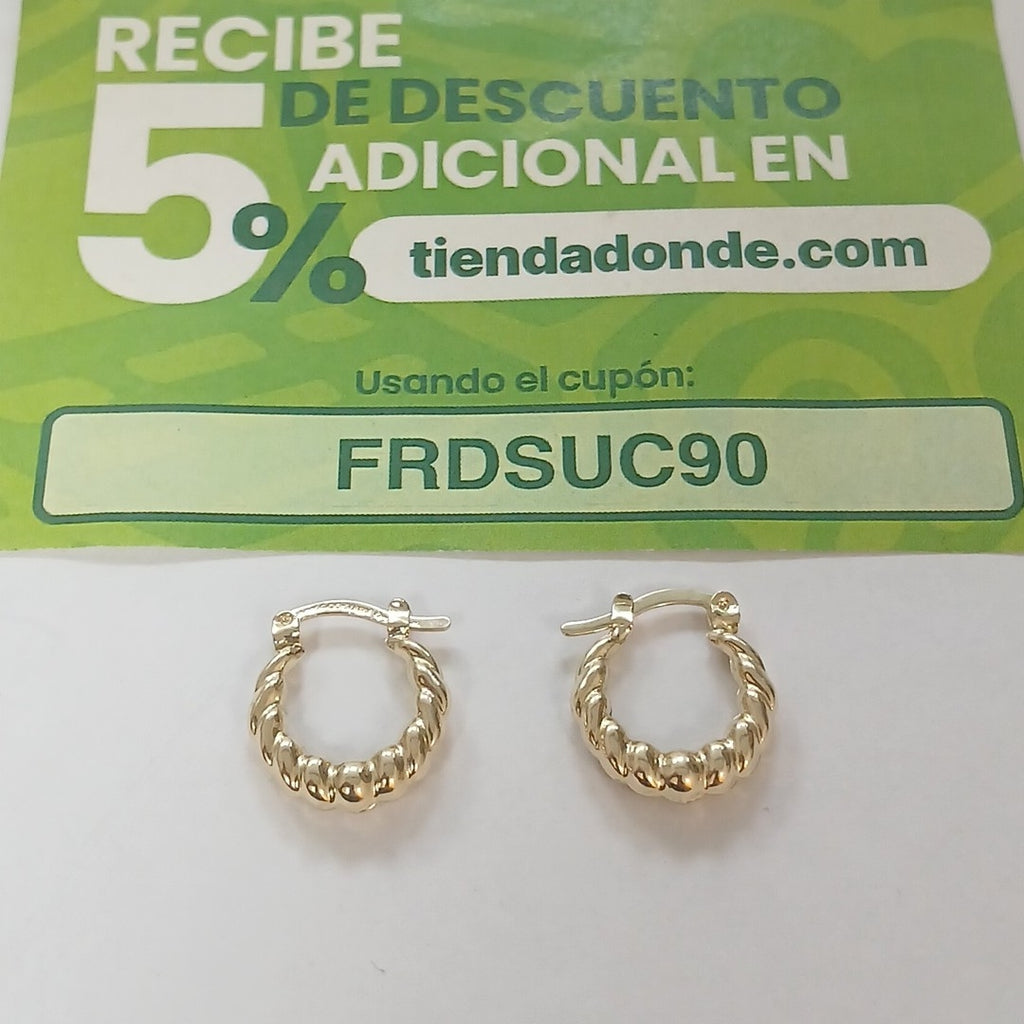 ARETES ARRACADAS TZL HUECAS 14K 1.5 GR (NUEVO)