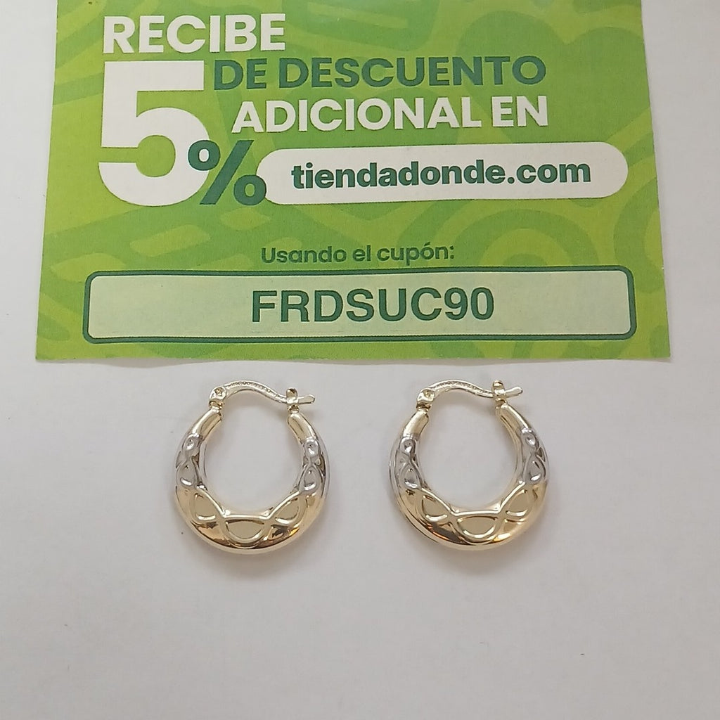 ARETES ARRACADAS COMBINADAS CON INFINITO 14K 2.3 GR (NUEVO)