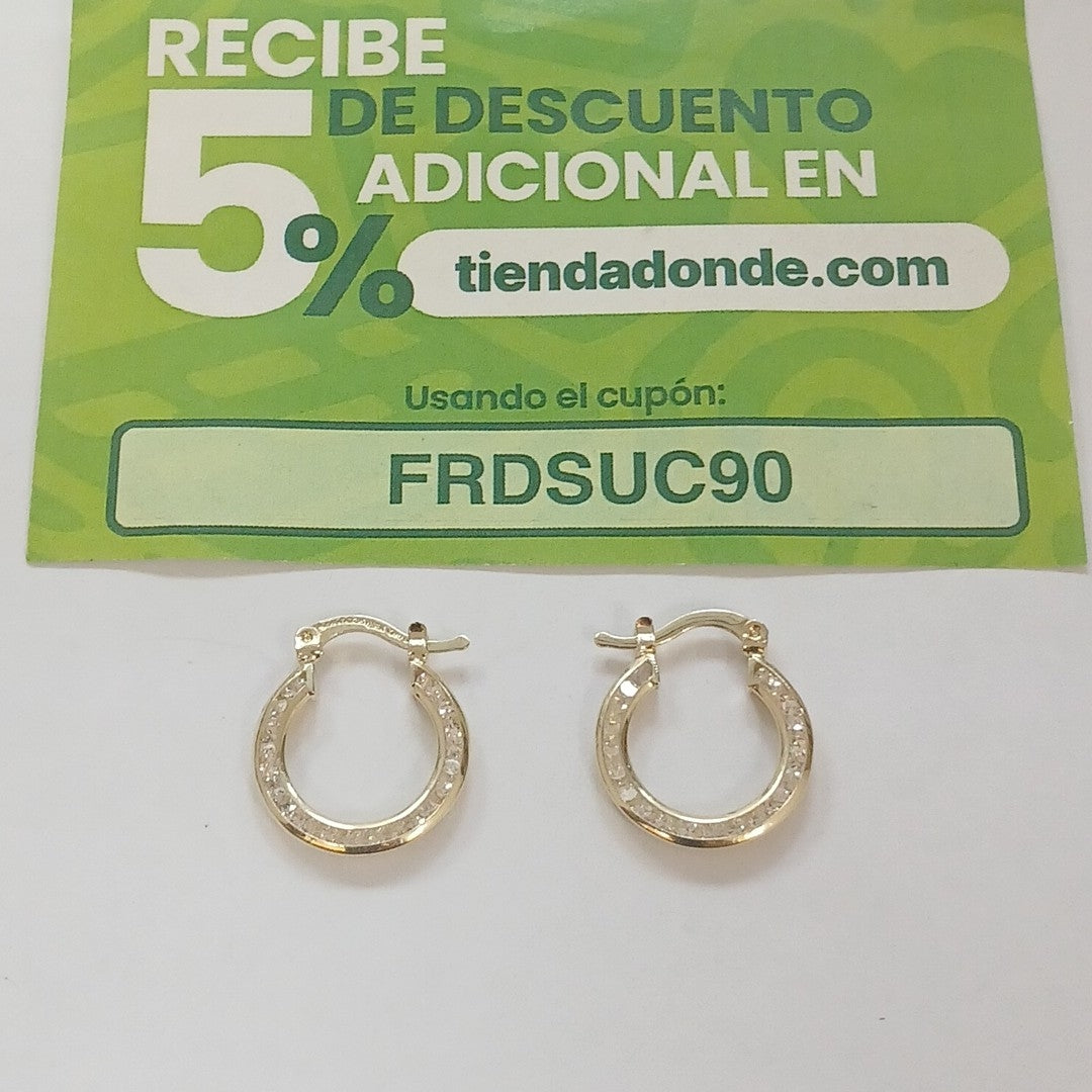 ARETES ARRACADAS CON CIRCONIAS 14K 2.3 GR (NUEVO)