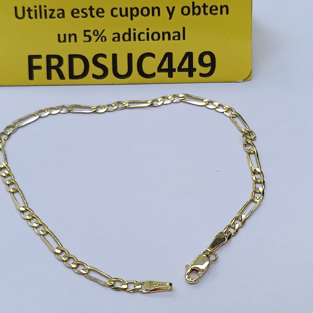 PULSERA TEJIDO 3X1 14K 21 CM 3 GR (NUEVO)