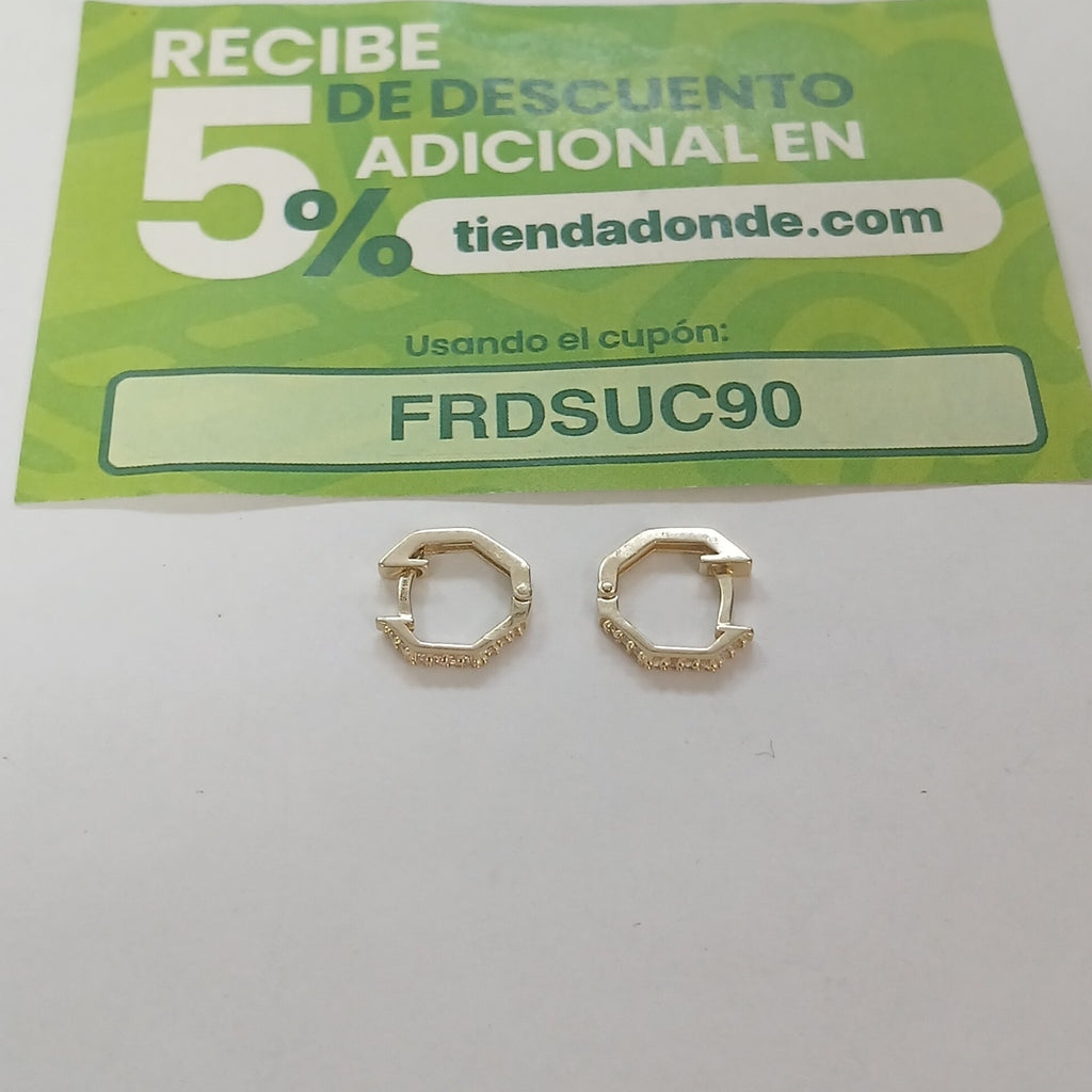 ARETES HUGIES C CIRCONIAS 14K 1.5 GR (NUEVO)
