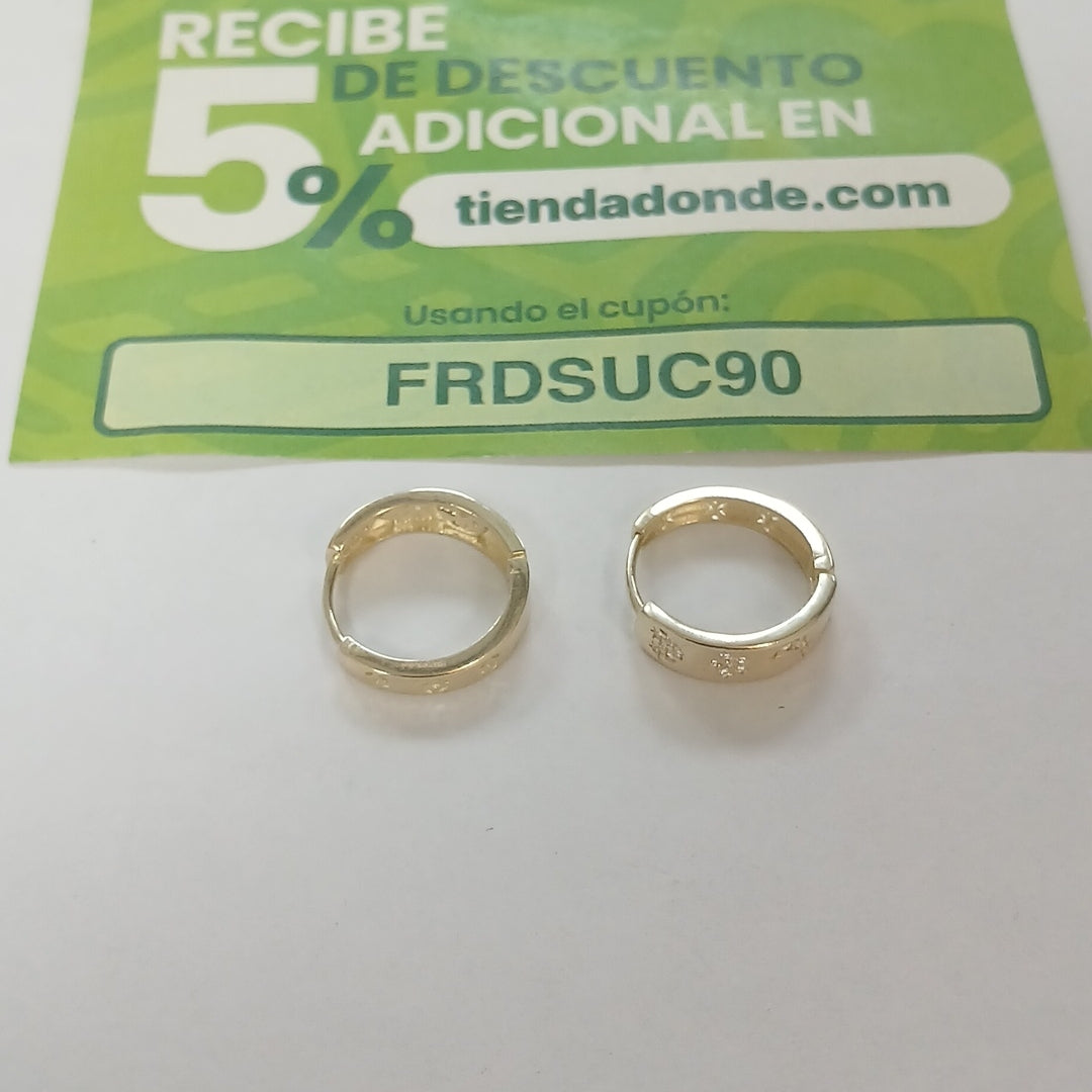 ARETES TEJIDO HUGGIES CON CIRCONIAS 14K 2.9 GR (NUEVO)