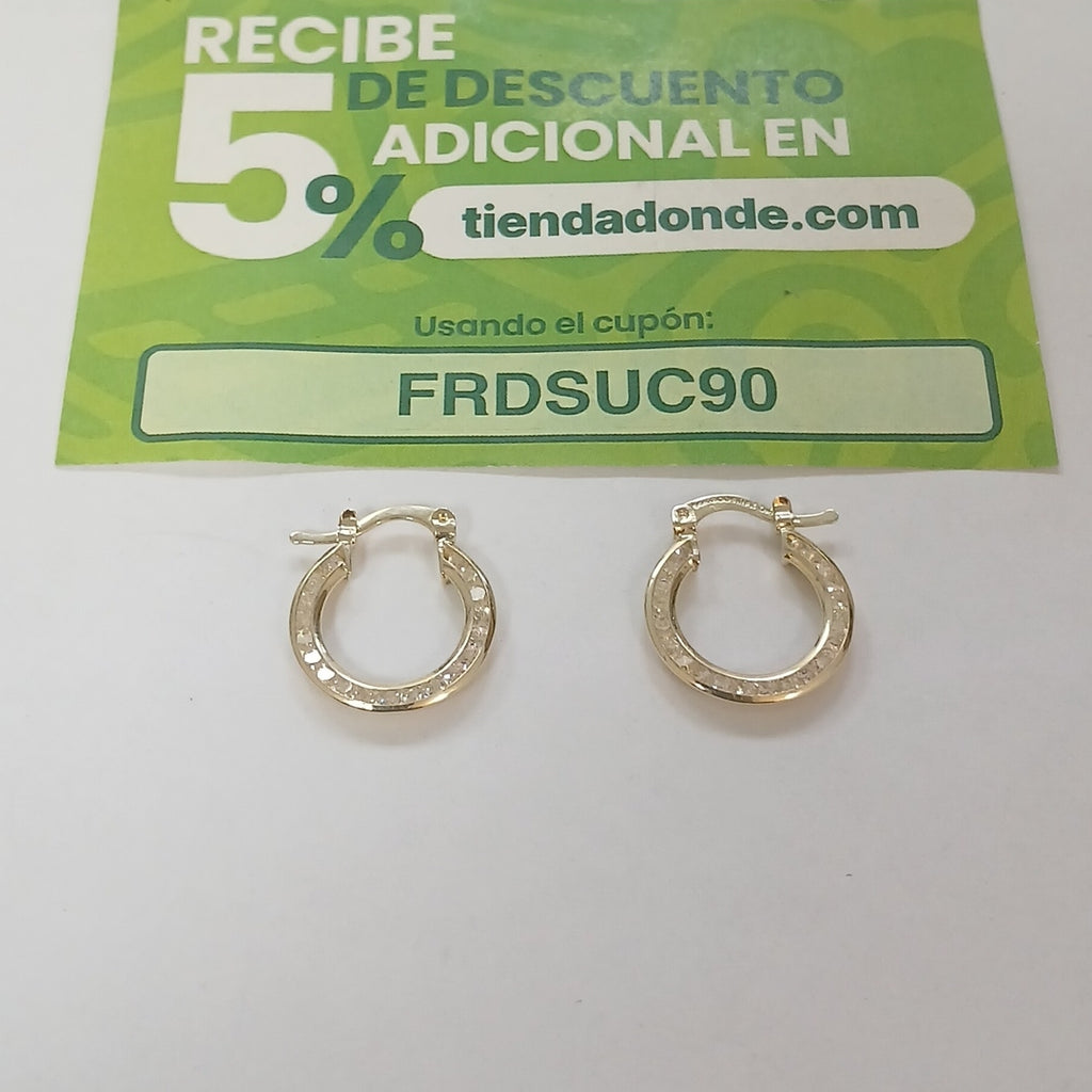 ARETES ARRACADAS CON CIRCONIAS 14K 2.4 GR (NUEVO)