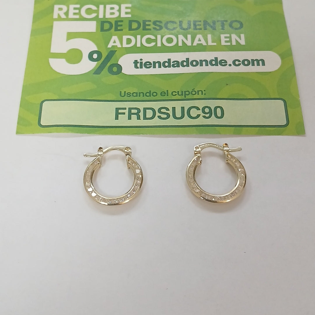 ARETES ARRACADAS CON CIRCONIAS 14K 2.4 GR (NUEVO)