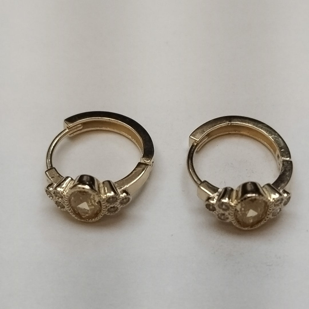 ARETES ARRACADAS CON CIRCONIAS Y PDRAS COL 14K 3.3 GR (NUEVO)