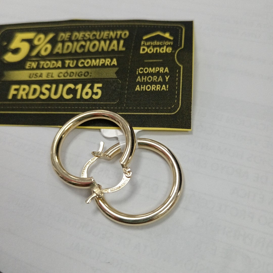 ARETES TEJIDO ARRACADAS LISAS HUECAS 14K 2.1 GR (NUEVO)