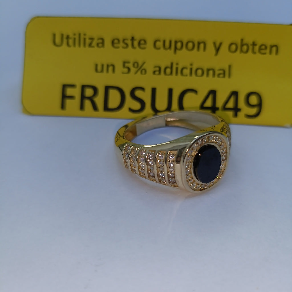 ANILLOS CON ONIX Y CIRCONIAS 14K TALLA 11.5 5.3 GR (NUEVO)