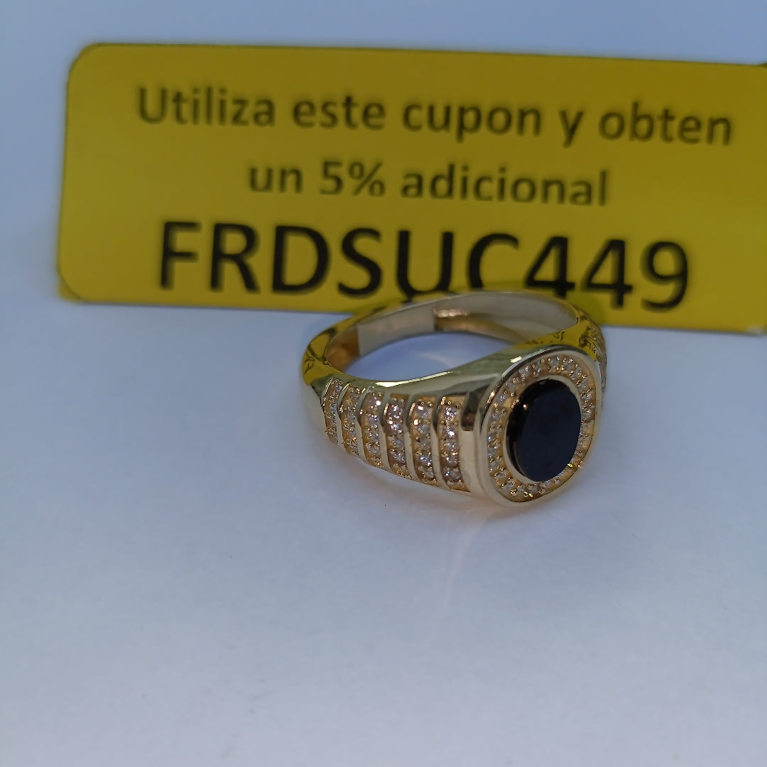 ANILLOS CON ONIX Y CIRCONIAS 14K TALLA 11.5 5.3 GR (NUEVO)
