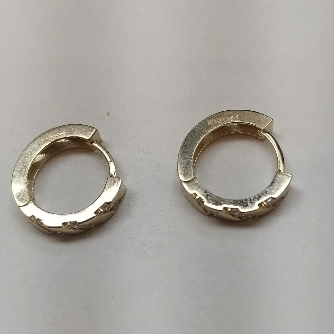 ARETES HUGGIES CON CIRCONIAS 14K 2.2 GR (NUEVO)