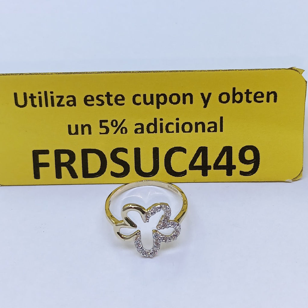ANILLOS FIG FLOR CON CIRCONIAS 14K TALLA 7 1.5 GR (NUEVO)