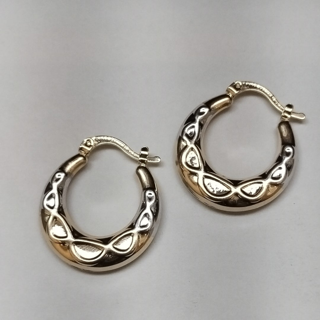 ARETES ARRACADAS COMBINADAS CON INFINITO 14K 2.3 GR (NUEVO)
