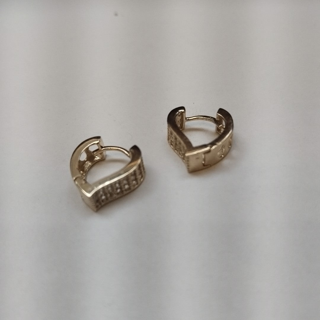 ARETES ARRACADAS CORAZON C CIRCONIAS 14K 2.1 GR (NUEVO)