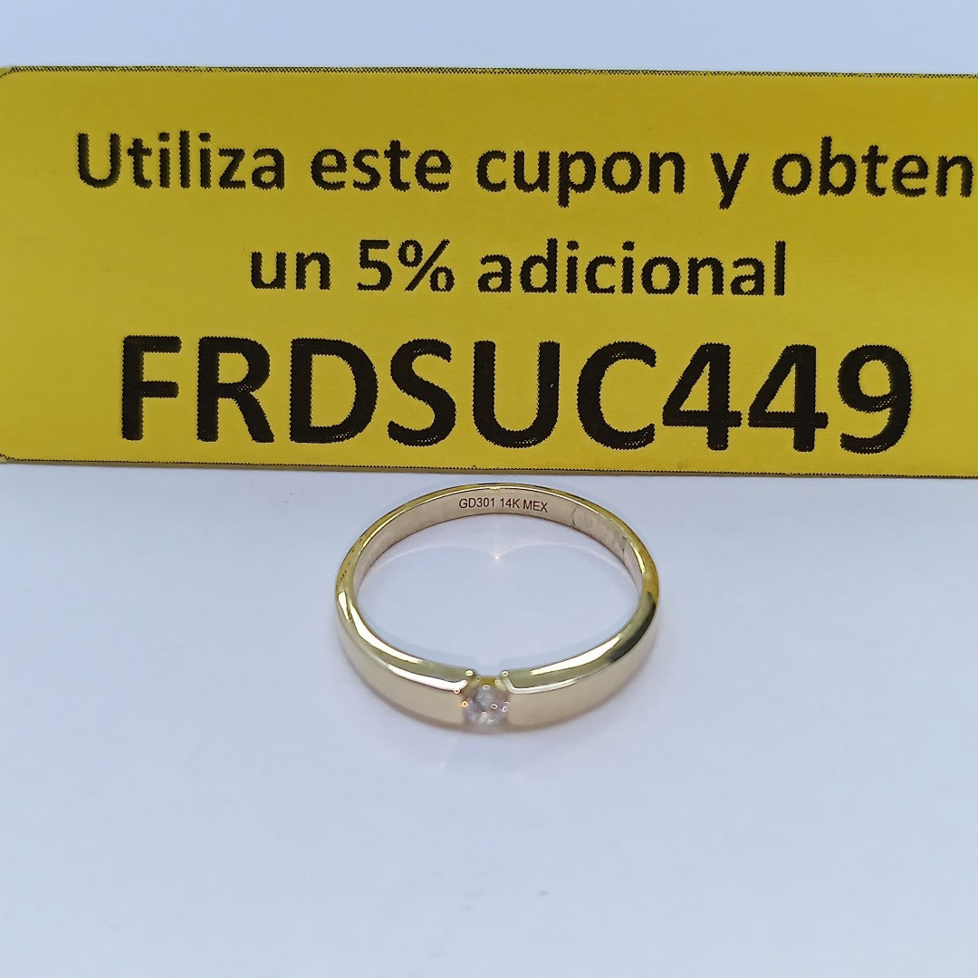 ANILLO ANILLITO SOLITARIO C CIRCONIA 14K 7 TALLA 2.5 GR (NUEVO)