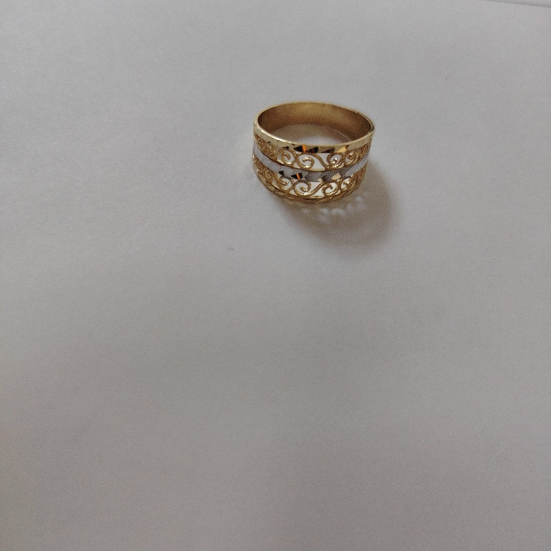 ANILLOS TIPO FILIGRANA COMBINADO 14K TALLA 8 2.7 GR (NUEVO)