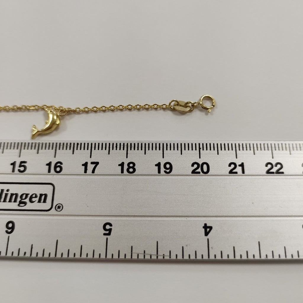 PULSERA ESPECIAL CON DIJES DELFINES 10K 18 CM 2 GR (NUEVO)