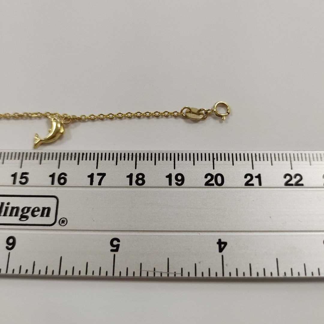 PULSERA ESPECIAL CON DIJES DELFINES 10K 18 CM 2 GR (NUEVO)
