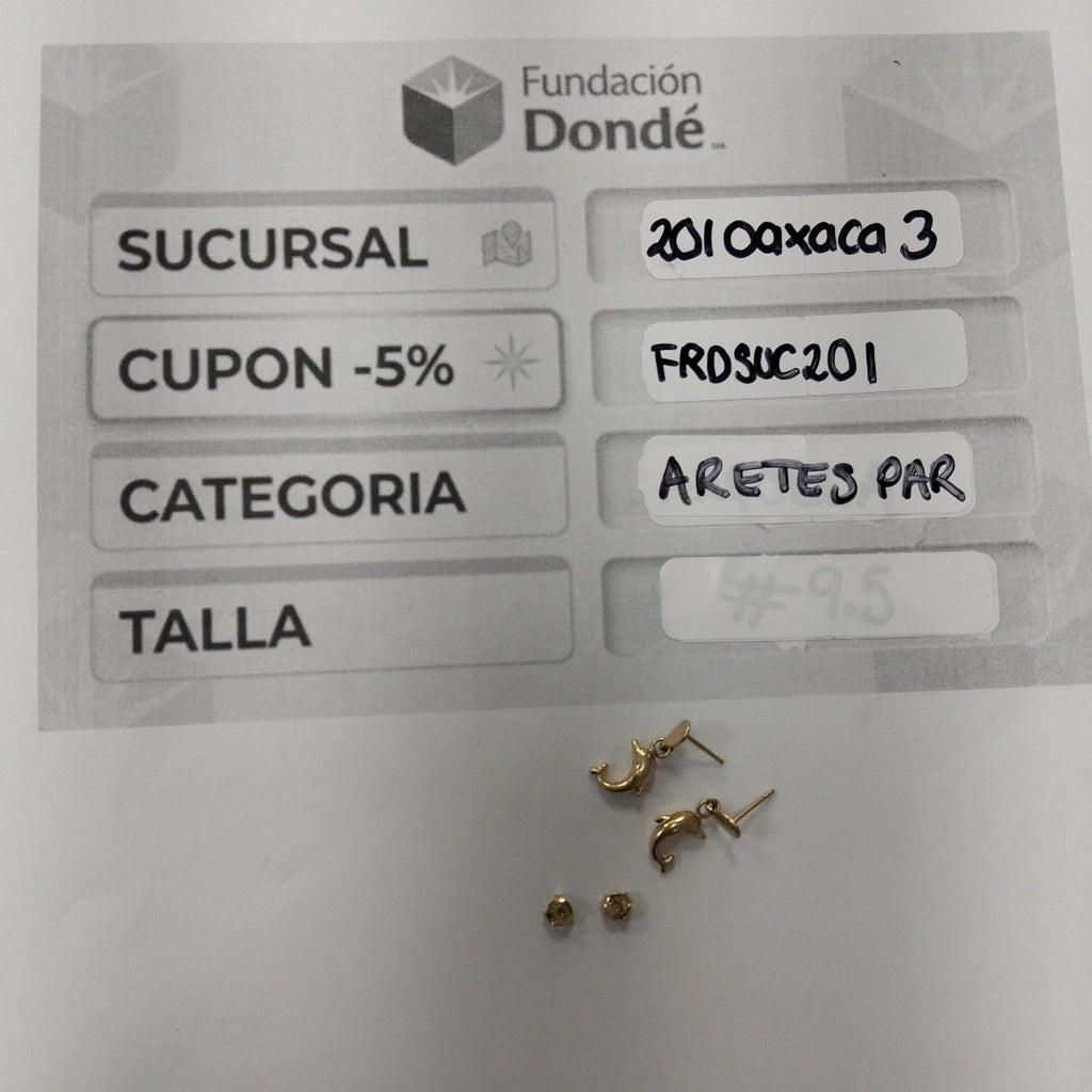 ARETES PAR ORO 14 K 1.9 GRMS (SEMINUEVO)