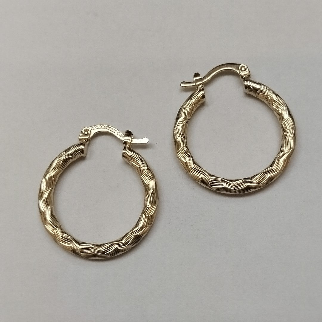 ARETES TEJIDO ARRACADA LABRADA 14K 2.7 GR (NUEVO)