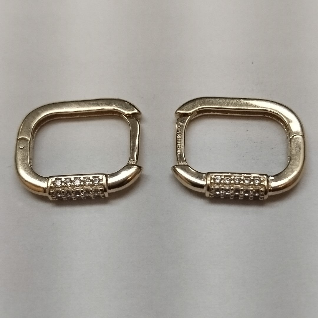 ARETES HUGGIES OVALADA C CIRCONIAS 14K 2.5 GR (NUEVO)