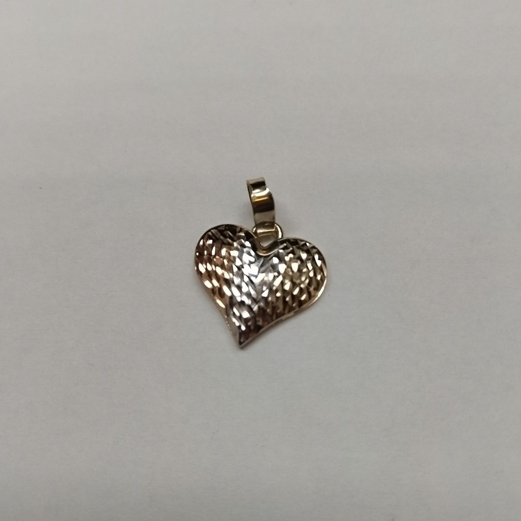 DIJE TEJIDO CORAZON LABRADO COMBINADO 14K 1.2 GR (NUEVO)