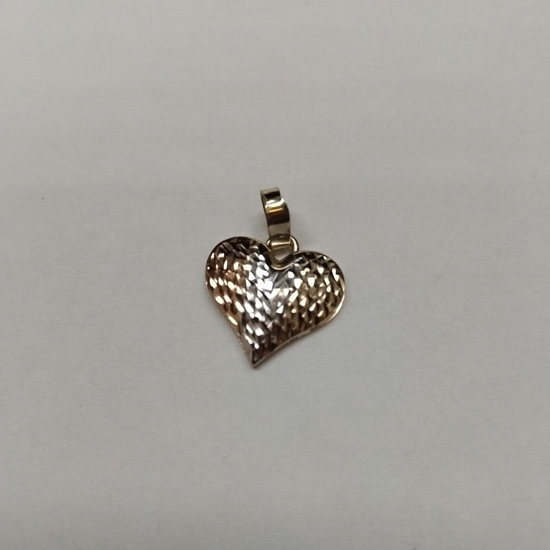 DIJE TEJIDO CORAZON LABRADO COMBINADO 14K 1.2 GR (NUEVO)