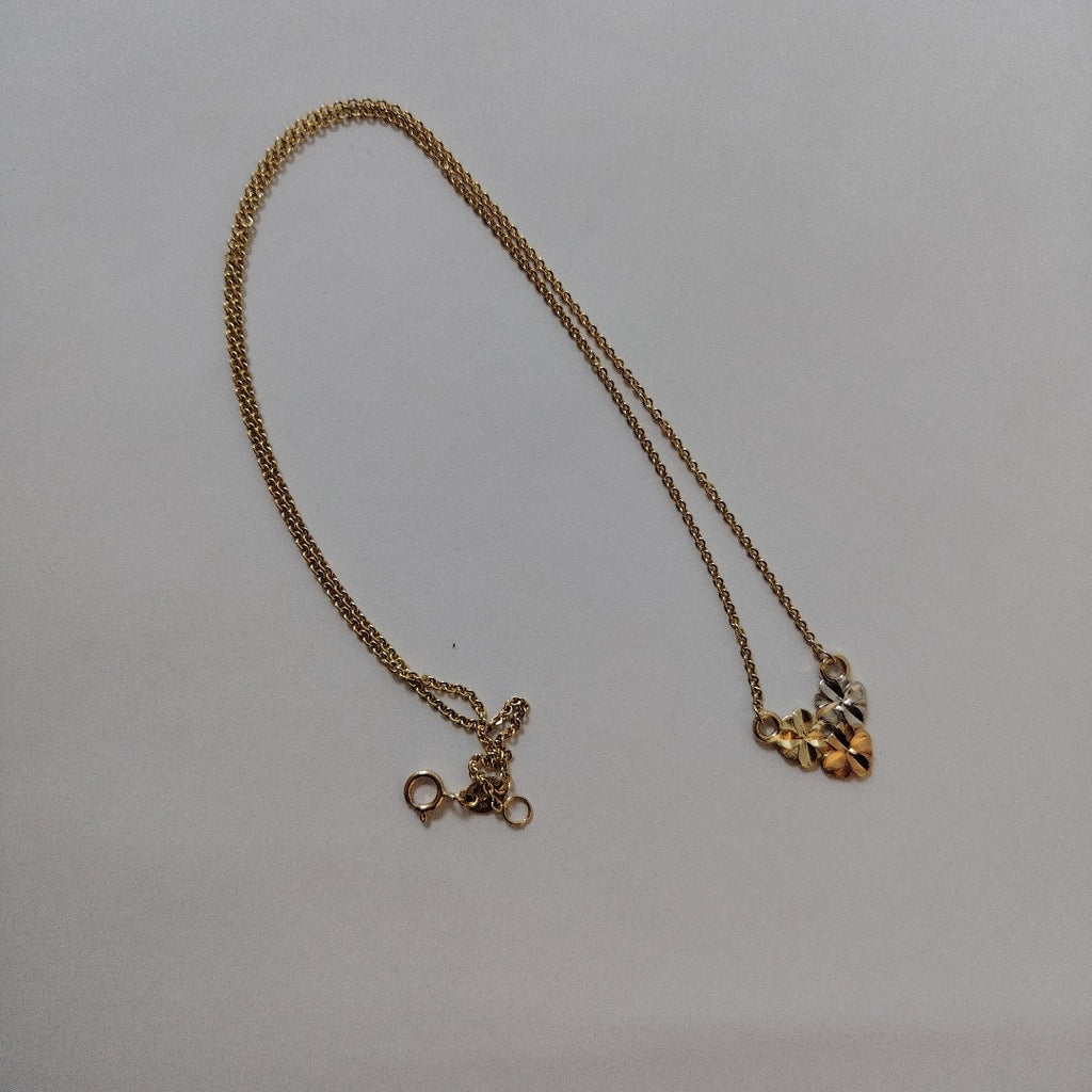 CADENA TEJIDO GARGANTILLA ESPECIAL C FLORES 14K 45 CM 3 GR (NUEVO)