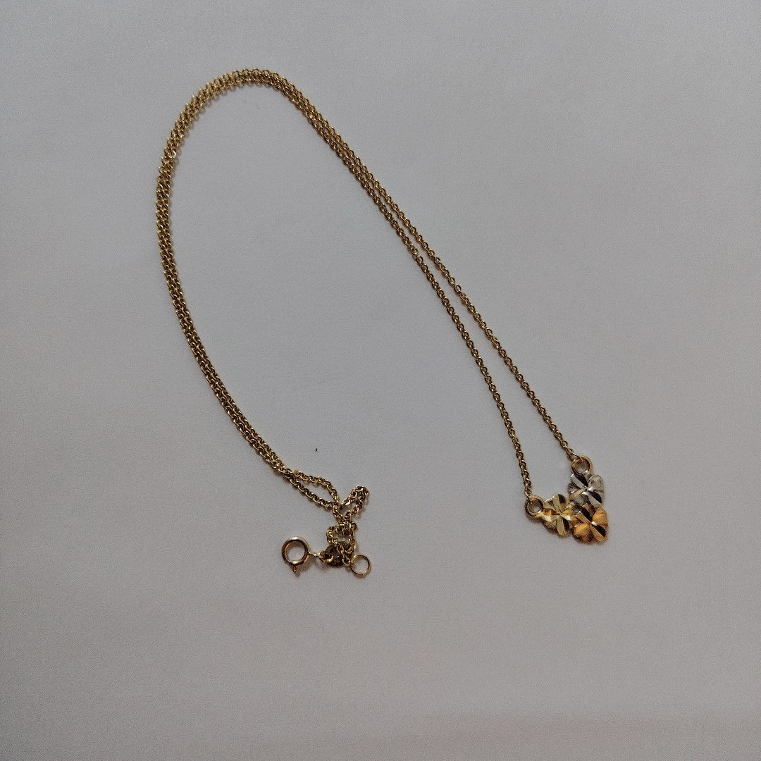 CADENA TEJIDO GARGANTILLA ESPECIAL C FLORES 14K 45 CM 3 GR (NUEVO)