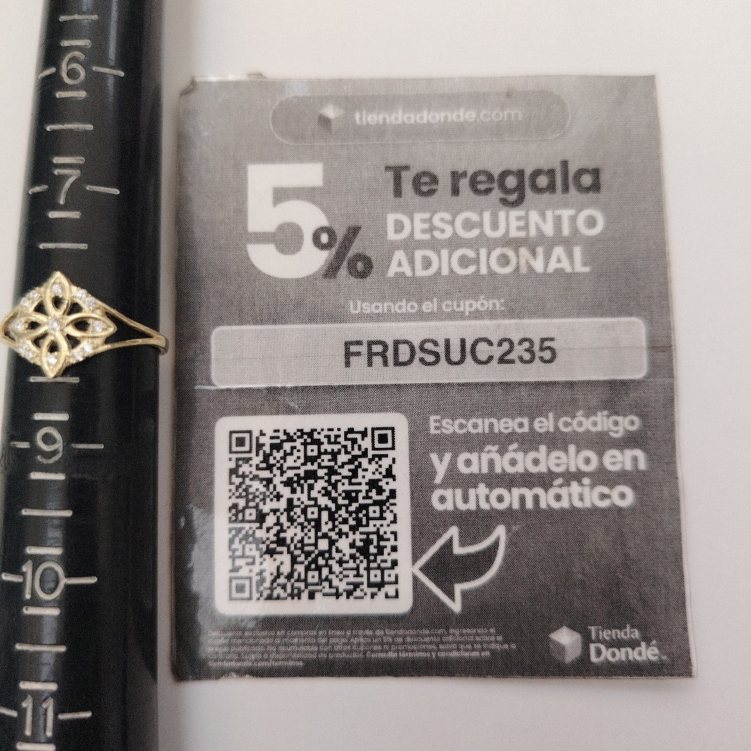 ANILLOS ANILLITO FIG NUDO DE BRUJA CON CIRCONIAS 10K TALLA 8 1.8 GR (NUEVO)