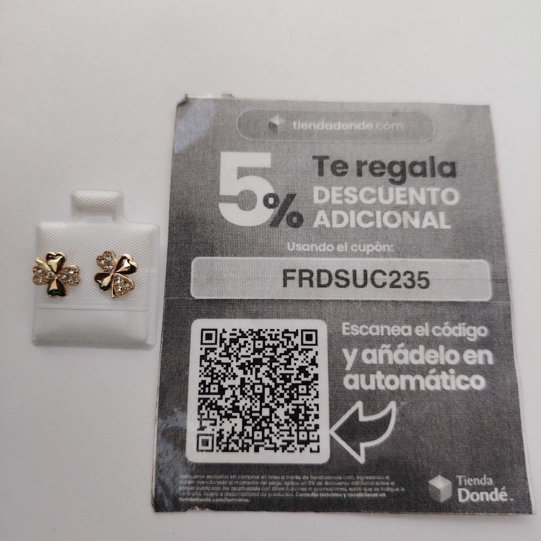 BROQUELES BROQUEL FIG TREBOL 14K 0.2851 GR (NUEVO)