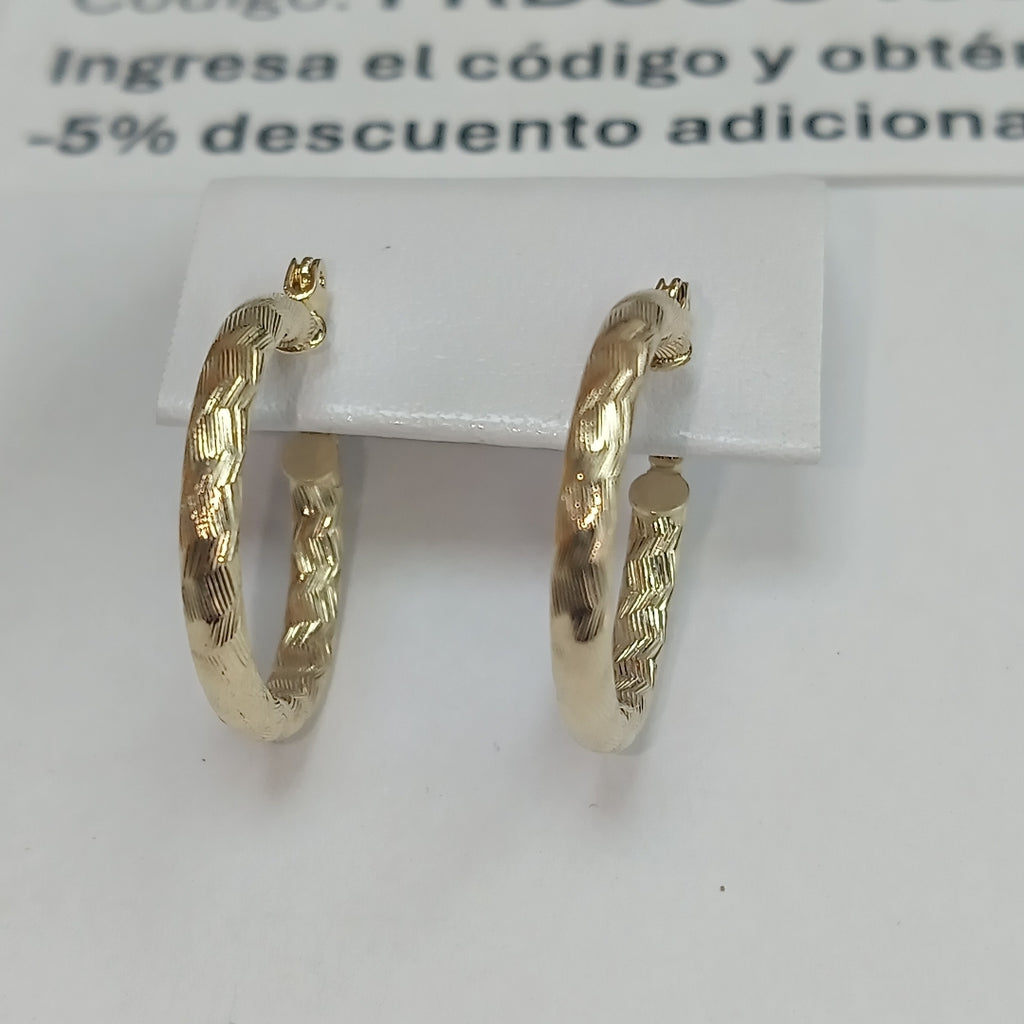 ARETES ARRACADAS LABRADAS 14K 2.1 GR (NUEVO)
