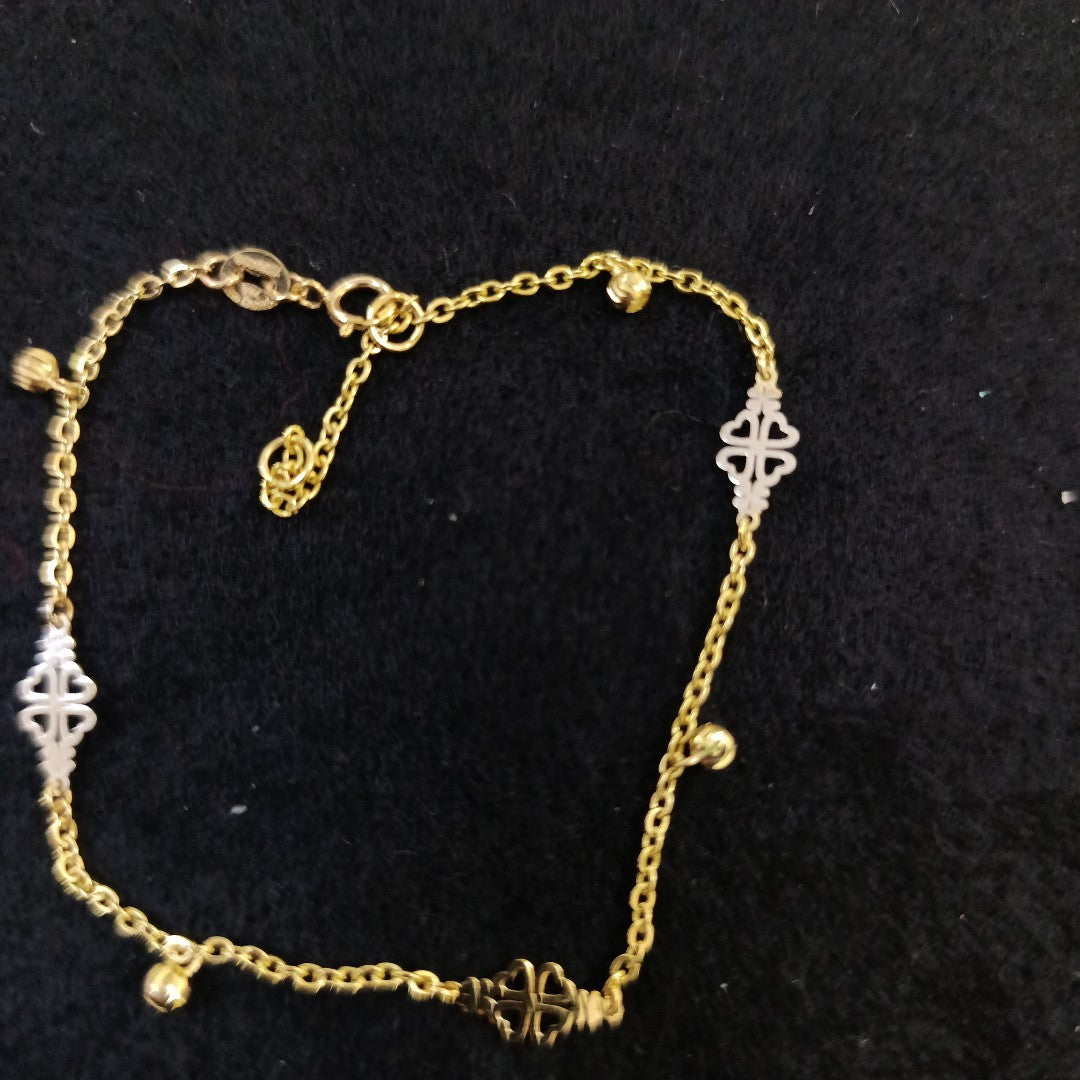 PULSERA ESPECIAL CON TREBOL 14K 18 CM 1.8 GR (NUEVO)