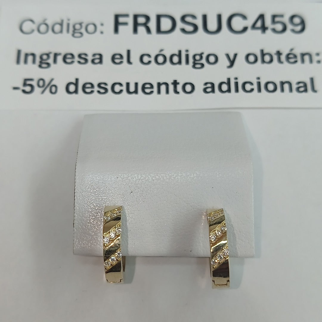 ARETES HUGGIES CON CIRCONIAS 14K 2.3 GR (NUEVO)
