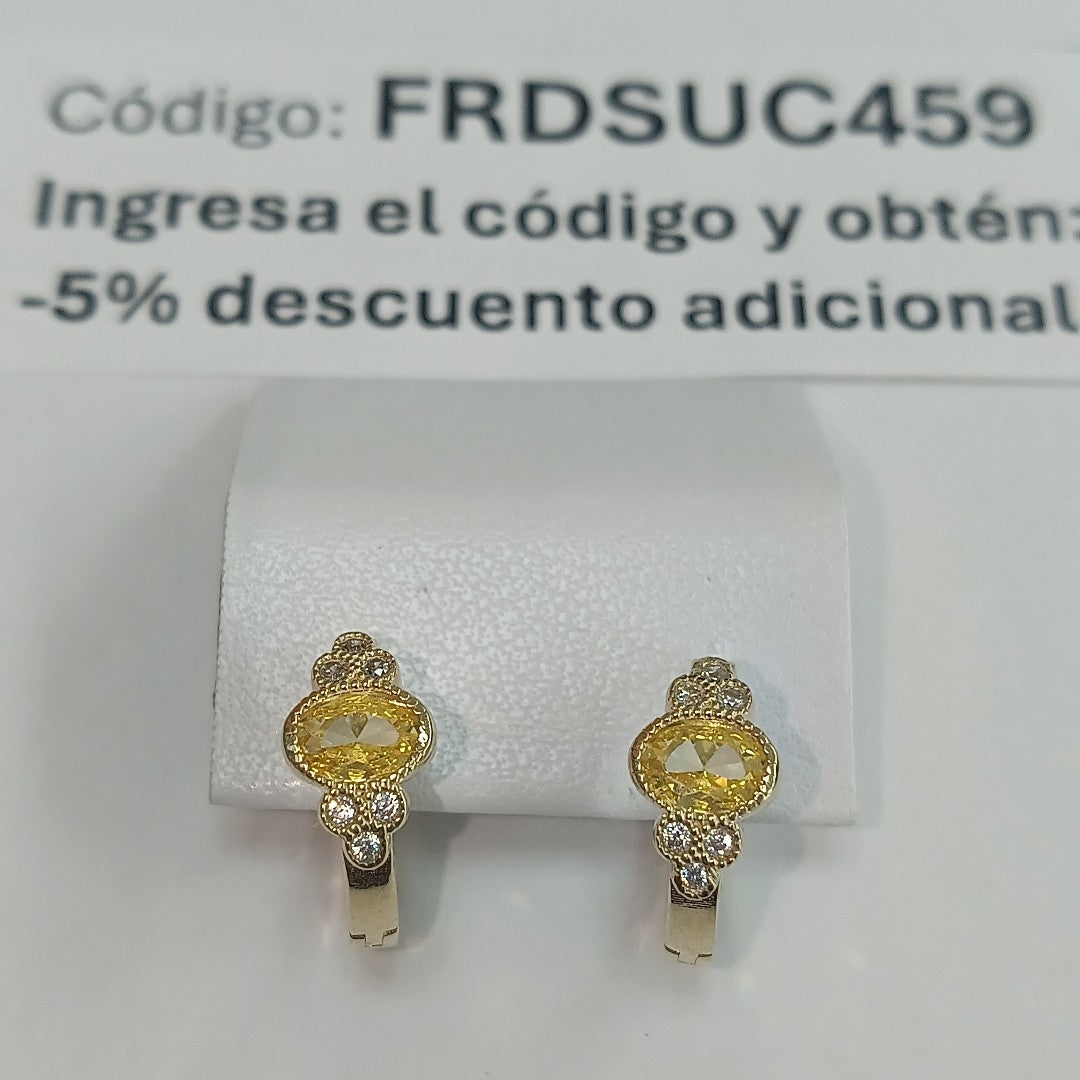 ARETES ARRACADAS CON CIRCONIAS Y PDRAS COL 14K 3.3 GR (NUEVO)