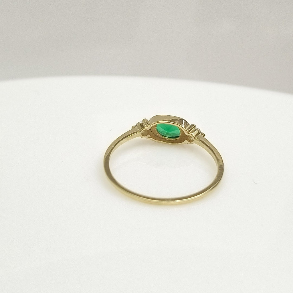 ANILLOS TEJIDO ANILLITO C CIRCONIAS Y PIEDRA VERDE 14K 7 1.1 GR (NUEVO)