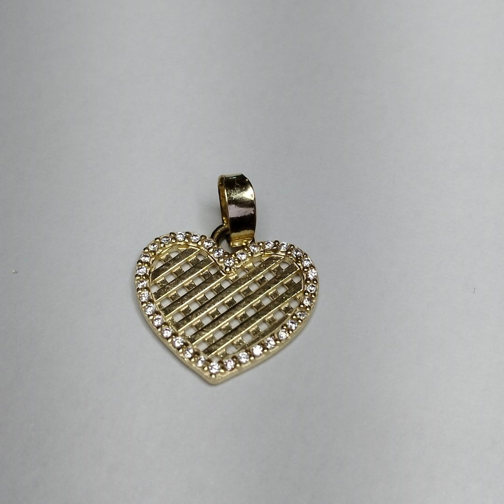 DIJE TEJIDO CORAZON CON CERCO DE CIRCONIAS 14K 1.1 GR (NUEVO)