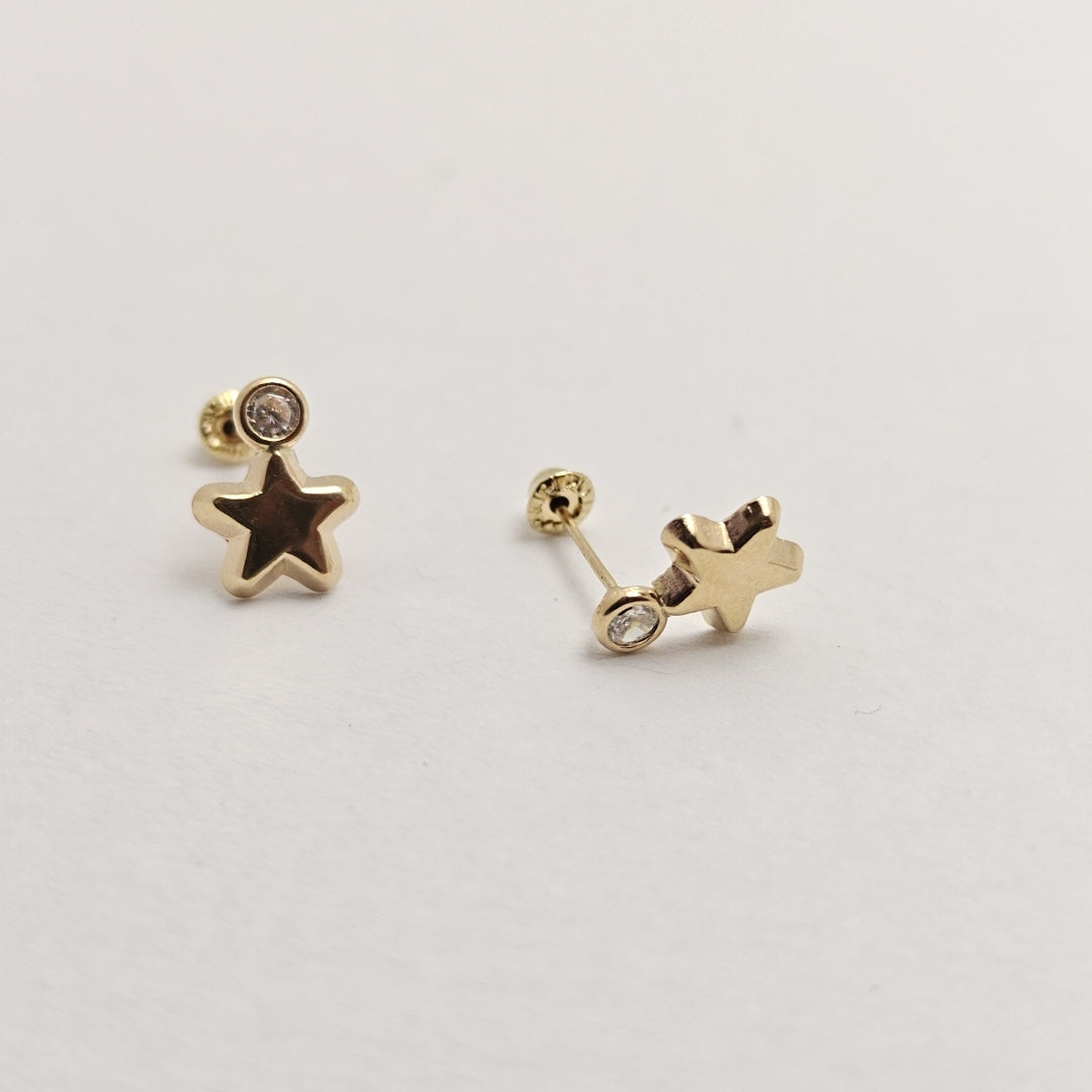 BROQUELES BROQUEL FIG ESTRELLA C CIRCONIA 14K 0.2603 GR (NUEVO)