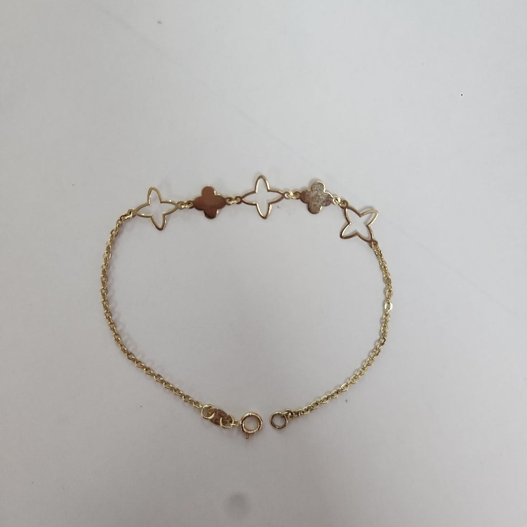 PULSERA TEJIDO ESP CON TREBOL 14K 18 CM 1.6 GR (NUEVO)